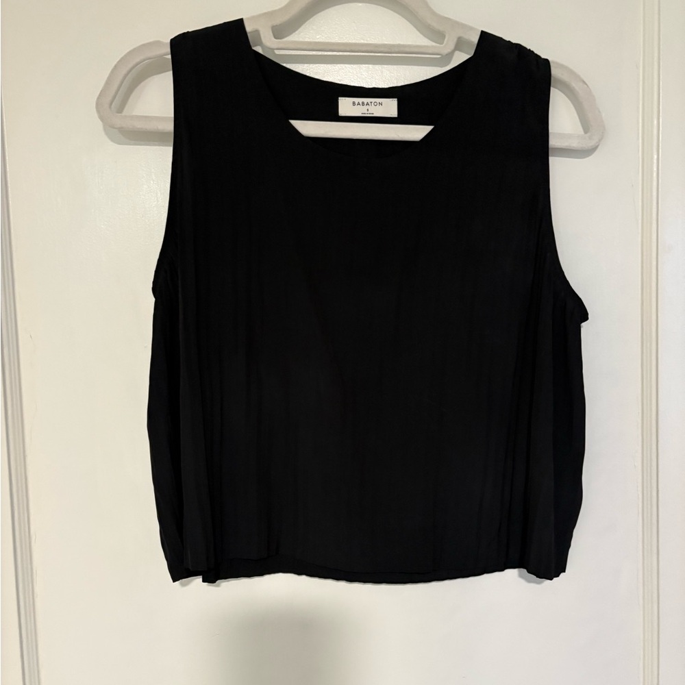 Aritzia Pleated Black Sleeveless Blouse
